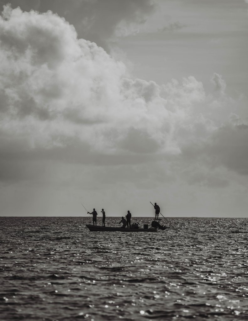 a group of anglers trying to find permit